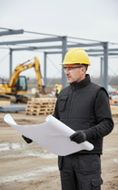 Light Gray Heavy Duty PVC Coated Pongee Workwear Bodywarmer with Polar Lining