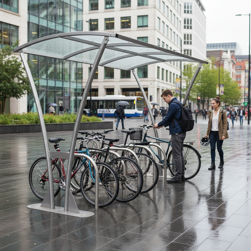 Dim Gray Premium Open Sided Cycle Shelter 2m - 5m with Clear PETG Roof