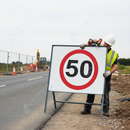 Light Gray Premium 50mph Metal Sign Face - 750mm for Traffic Control