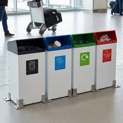 60–80 litre hooded open top metal recycling bin