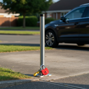 Dark Slate Gray Heavy Duty Lockable Folding Parking Post with Emergency Access