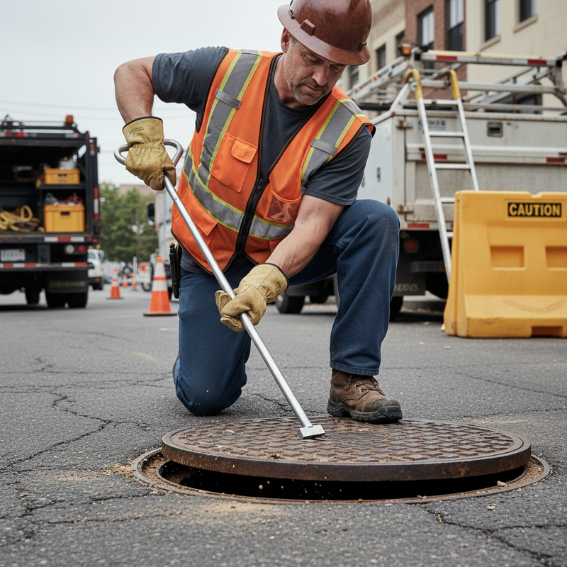 Light Slate Gray Premium 20" Manhole Lifting Key - Heavy Duty Steel Construction