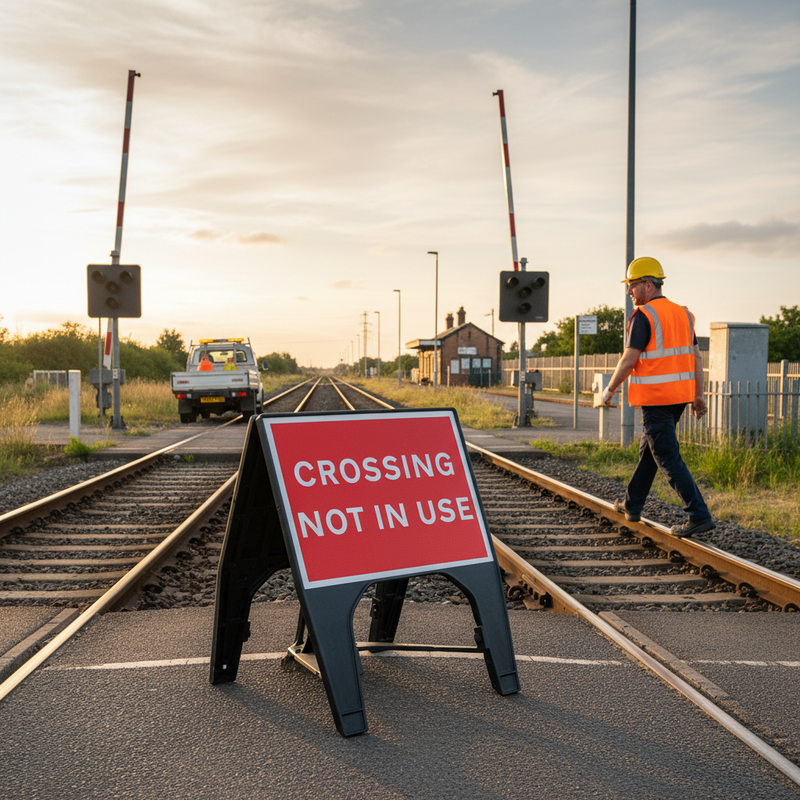 Light Gray High-Performance Crossing Not In Use Sign 600 x 450mm