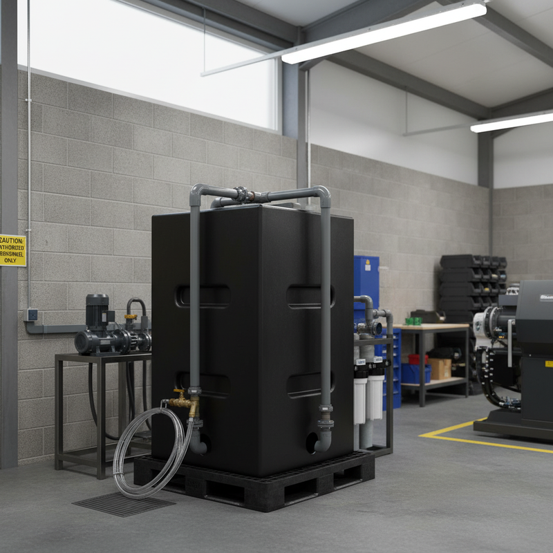 Slate Gray Tall Rectangular 750 Litre Baffled Water Storage Tank - Industrial Grade