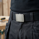 Elastic Ergonomic Work Belt with Silver Buckle - 39mm Black