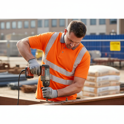 High-Visibility Recyclable Polo Shirt - Short Sleeve - Orange