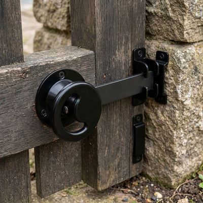 6" Black Ring Gate Latch for Secure Closure