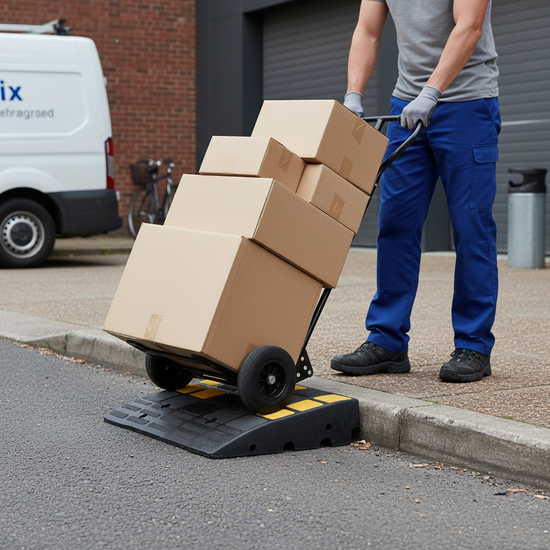 Light Slate Gray Heavy Duty Kerb Ramp for Vehicles and Wheelchairs - 150mm
