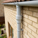 63mm Outlet to Downpipe Length Connector — RAL 7035 (in use)