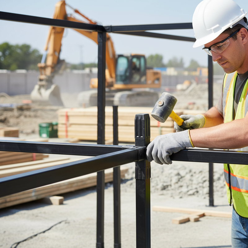 Light Gray Premium 5-Way Joint for 25mm Square Tube System - Durable Plastic Connector