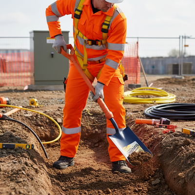 Premium Insulated Trenching Shovel with Treaded Grip - 10,000v Tested