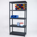 Modular plastic garage shelving unit, 4 or 5 shelves, 80kg per shelf