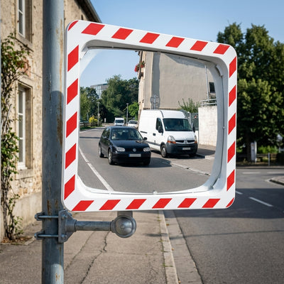 1000 x 800mm Polymir Traffic Mirror Red & White Frame
