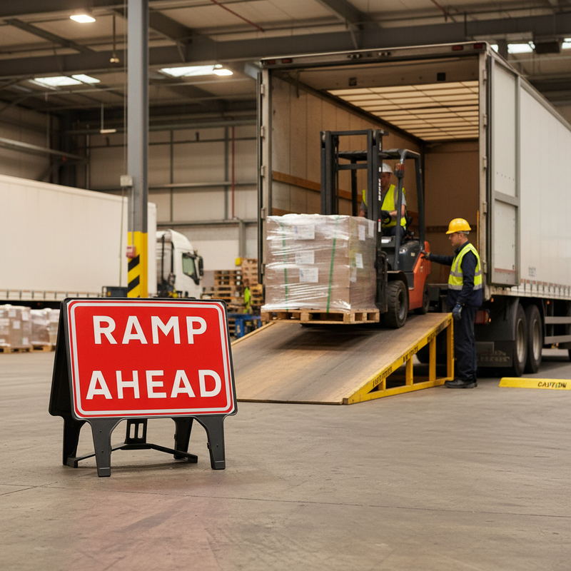 Rosy Brown Premium Ramp Ahead Sign - 1050x750mm Safety Signage