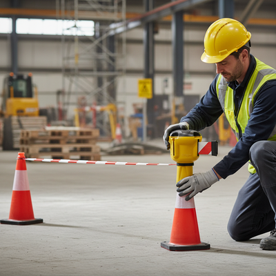 Premium Retractable Barrier Main Unit - 9 Metre High Visibility Tape