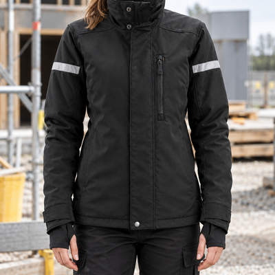 Women's Insulated Work Jacket with Stretch Panels - Black/Black