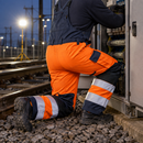 Fire Retardant Arc Bib & Brace Trousers Hi-Vis Class 2 Orange/Navy