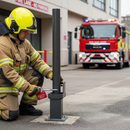 Dark Gray Heavy Duty Removable Parking Post with Fire Brigade Padlock Compatibility