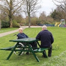 Steel wheelchair-friendly picnic table with extended top