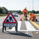 Light Gray Heavy Duty Men At Work with Line Painting Supplementary Plate 750mm Q-Sign
