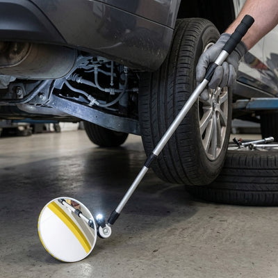 300mm Diameter Inspection Mirror with 3m Telescopic Pole and LED Light