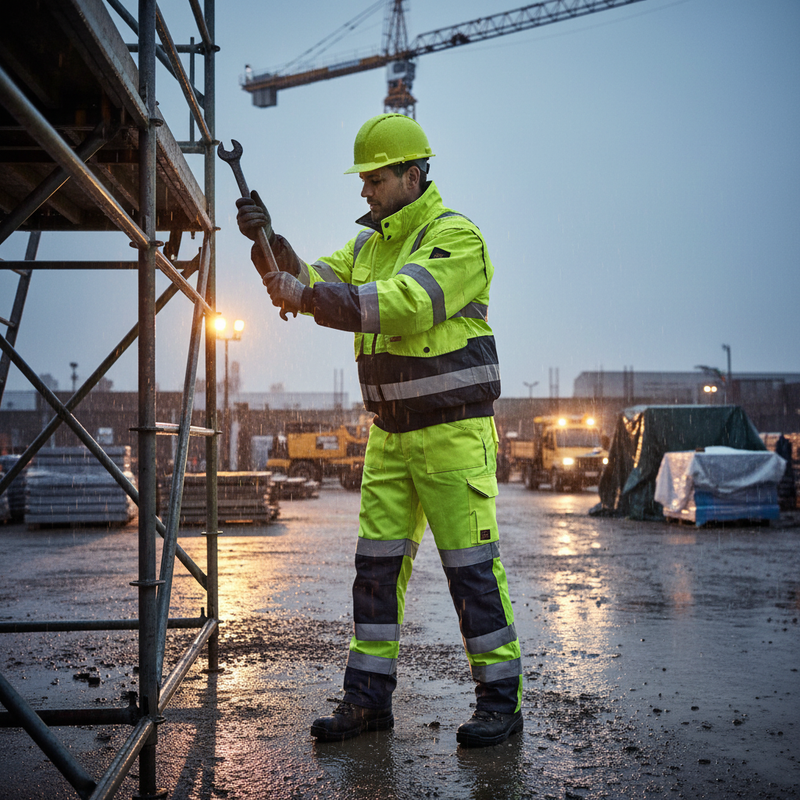 Dark Slate Gray Premium Two-Tone Hi-Vis Bomber Jacket - Yellow/Navy