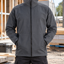 Windproof Softshell Work Jacket with High Collar - Steel Grey