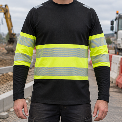Class 1 High Visibility Long Sleeve Top - Black/Hi-Vis Yellow