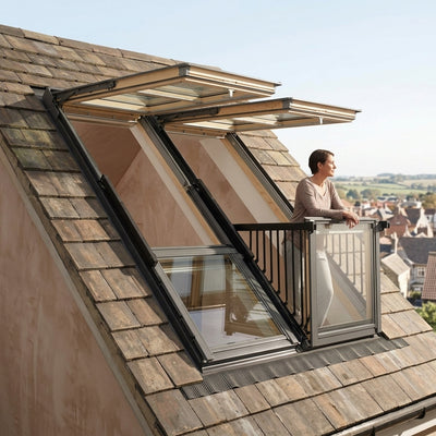Double Balcony System 2220mm Triple Glazed Roof Window