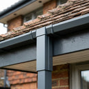 72x72mm Aluminium Gutter Outlet Spigot Extender — RAL 7016 (in use)