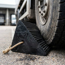 Solid Rubber HGV Wheel Chock with Rear Eye - 400 x 300 x 245mm - Black