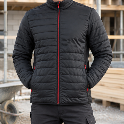 Black/Red Padded Thermal Work Coat
