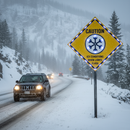 Dark Gray Premium Ice Warning Diamond Shaped Flashing LED Safety Sign