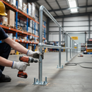 Dark Gray Professional Galvanised Post with Flat Base and Level Balls for Easy Installation and Custom Handrail Fit