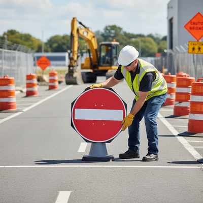 Premium No Entry 750mm Circle Cone Sign - Heavy Duty Safety Signage