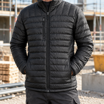 Packable Padded Liner Jacket with Reflective Details - Black