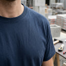 Loose Fit Cotton Crew Neck Work T-Shirt - Navy