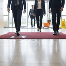 Light Gray Machine Washable Heavy Duty Lustre Mat - Red, 9mm Thick