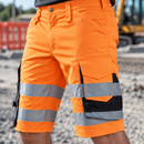 Hi-Vis Orange/Black Class 1 Flexible Work Shorts EN ISO 20471 (view 2)