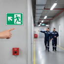 Dark Gray Premium Running Man Up Left Arrow Fire Safety Sign for Emergencies