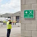 Dark Gray Professional Fire Safety Signs - Fire Assembly Point Left Arrow