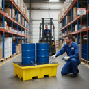 Dim Gray Premium Plastic 2 Drum Spill Pallet with 4-Way Forklift Entry