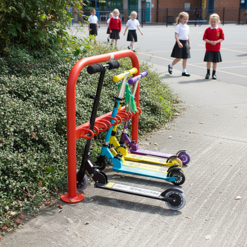 Gray Premium Single Sided Kids Scooter Rack for Schools