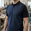 Two-Tone Polo Shirt with Raglan Sleeves - Navy/Black