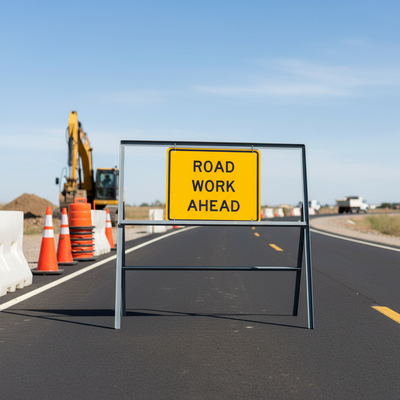 Heavy Duty Temporary Metal Road Sign Frame - 1050 x 450mm