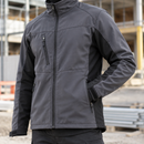 Lightweight Softshell Work Jacket with Stretch Panels - Mid Grey/Black (view 2)
