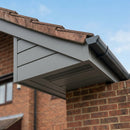 Aluminium Soffit Boards – Plain or Vented with Exterior Coating — RAL 7037 / 490mm Wide | Vented (in use)