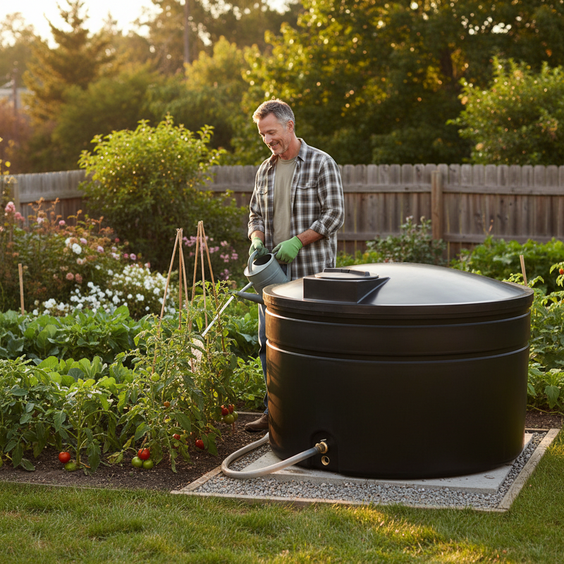 Dark Olive Green Large Premium 4300 Litre Cylindrical Water Tank - Non-Potable