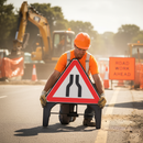 Rosy Brown Premium Road Narrows Both Q-Sign 750mm with Robust Design