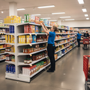 Rosy Brown Premium White Gondola 'T' Leg for Double-Sided Shelving Display